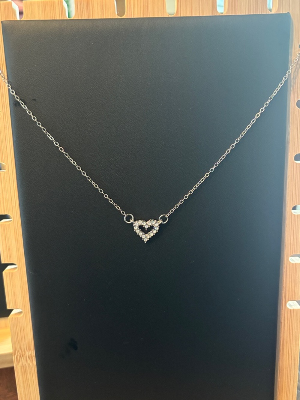 Sterling Silver Heart Pendant Necklace with Cubic Zirconia - Silver